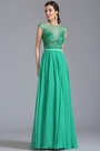 Robe de soirée longue verte fente sexy broderie ajourée