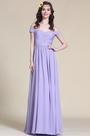 Robe de demoiselle d'honneur longue lilas épaules dénudées