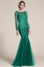 robe de soirée sirène verte avec appliques