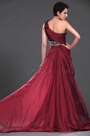 Stunning One Shoulder Burgundy Evening Dress