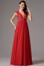 Robe de Soirée A-line rouge Dentelle Sans Manche