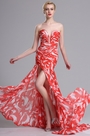 Strapless Sweetheart Printed Evening Prom Dress