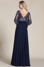 Stylish Navy Blue Evening Dress With V Neck