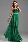Robe de soirée longue bustier vert émeraude avec broderie