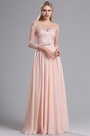 Розовое Вечернее Платье с 3/4 Рукавами