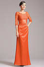 Modest Lace Sleeves Orange Mother of the Bride Gown