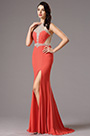Ärmellos perlitisch Hocher Schlitz Orange Abendkleid