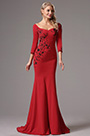 Red Embroidery Long Sleeves Mermaid Dress