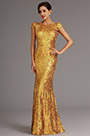 Golden Pailletten Abendkleid Formal Kleid mit Cowl Rücken