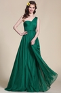 Verde Oscuro Vestido de Dama Largo Cintura Imperio