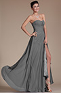 Strapless Sweetheart Slit Grey Bridesmaid Dress