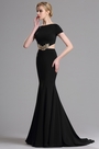 Robe de Soirée Manche Courte Sirène Noir Élégant