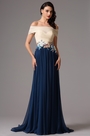 Off Shoulder silk chiffon Bodice Embroidery Applique Dress