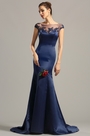 Kappen Ärmel Marine-Blau Abendkleid Formal Kleid