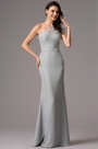 Ein Schulter Spitzen Graues Abendkleid Formelles Kleid