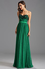 Robe de soirée longue bustier vert émeraude avec broderie