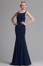 Navy Blue Strapped Mermaid Evening Prom Dress