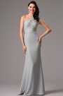 Ein Schulter Spitzen Graues Abendkleid Formelles Kleid