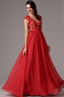 Robe de Soirée A-line rouge Dentelle Sans Manche
