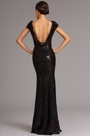 Robe de soirée avec sequins noir dos nu cap manche