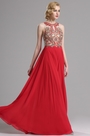 Rot Ärmellos Mit Perlen Verziert Ballkleid Abendkleid
