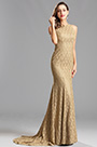Ärmellos Beige Spitze Langes Abendkleid Formal Kleid