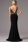 Black Formal Gown with Beaded Plunging Back
