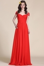 Robe de soirée rouge longue manches courtes décolleté coeur