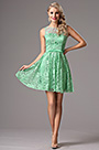 grünes Spitzes Brautjungferkleid Cocktail Kleid