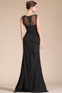 Sexy Black Round Neck Sheer Top Evening Gown