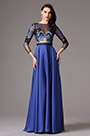 Illusion V Neck langärmelig Royal Blau Formal Kleid
