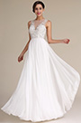 A Line Illusion Neck Beaded Bodice Wedding Dress