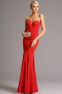 Trägerlos V Ausschnitt Rot Prom Formal Kleid