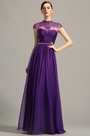 robe de soirée longue fluide violette dentelle