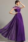 robe de soirée longue fluide violette dentelle