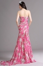 Pink Floral Strapless Sweetheart Printed Prom Summer Dress