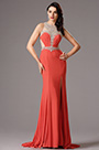 Ärmellos perlitisch Hocher Schlitz Orange Abendkleid