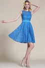 Blau Spitze Brautjungferkleid Cocktail Kleid