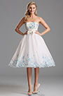 Flattering Strapless White Tea Length Party Dress