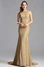 Ärmellos Beige Spitze Langes Abendkleid Formal Kleid