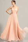 Robe de soirée longue rose plissée col en V