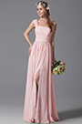Robe de soirée pour mariage longue rose simple