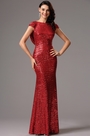 Stunning Cowl Back Sequin Red Formal Dress