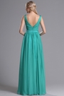 Teal Straps Plunging V Neck Ruched Bridesmaid Dress