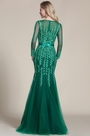 robe de soirée sirène verte avec appliques