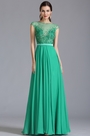 Robe de soirée longue verte fente sexy broderie ajourée