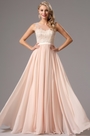 Elegant A Line Sleeveless Pink Chiffon Evening Dress
