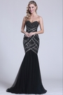 Gorgeous Strapless Beaded Black Evening Dress