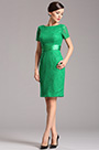 Kurzärmeliges Overlace Grün Parteikleid Cocltailkleid