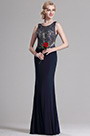 Dark blue Sleeveless Beaded Bodice Prom Dress